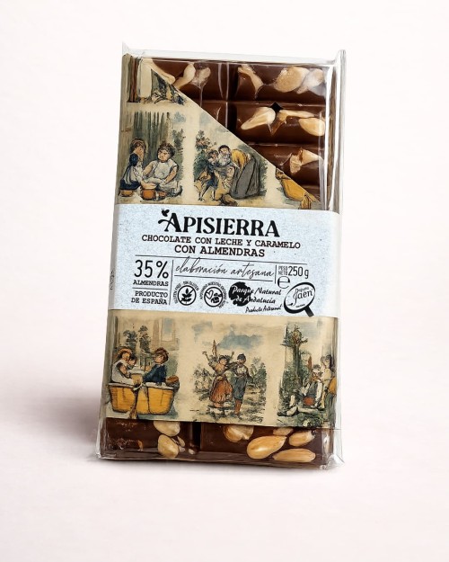 Tabletón Chocolate con Leche y Almendras | Apisierra Artesanal